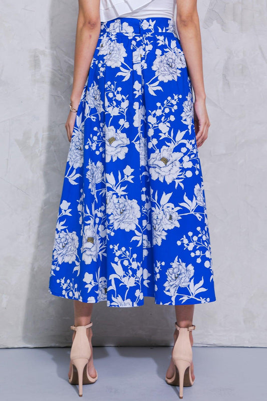 Perpect Paradise Poplin Skirt with Side Pockets and Self Tie in 20roy — Soul Flow Apparel