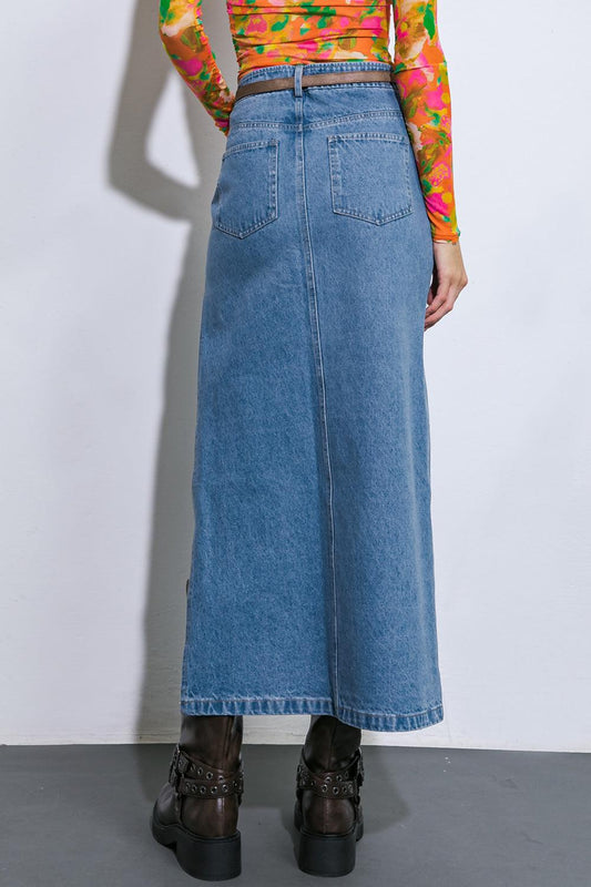 Keep Shining Denim Midi Skirt in 20med 20ind15 — Soul Flow Apparel