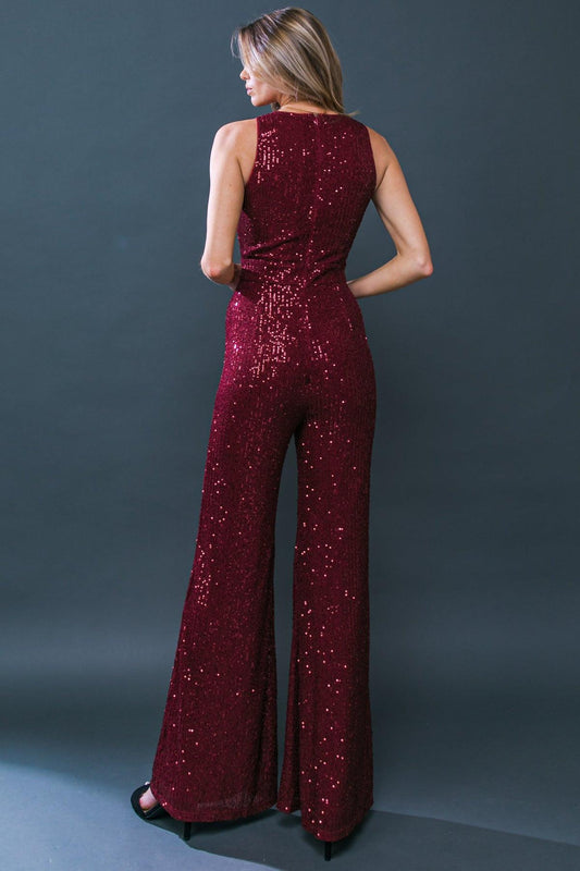 Divine Wanderings Sequin Jumpsuit with Wide Leg Silhouette in 20bur36 — Soul Flow Apparel