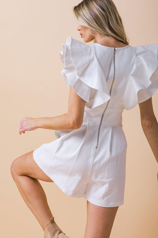 Chilly Moment Twill Romper in 20whi19 — Soul Flow Apparel