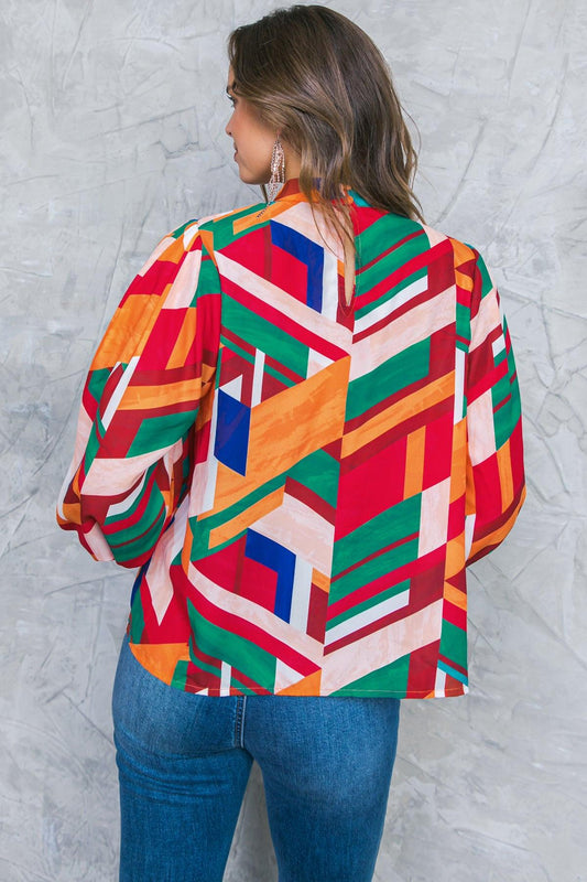 Light Up My Life Woven Top with Mock Neck and Exaggerated Wide Sleeves in 20ora 20tea9 — Soul Flow Apparel