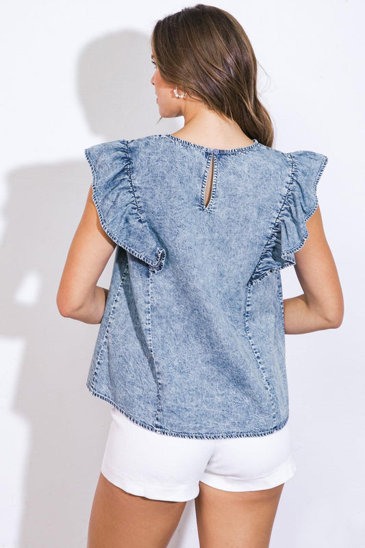 A Magic Moment Woven Top in 20blu 20aci6 — Soul Flow Apparel