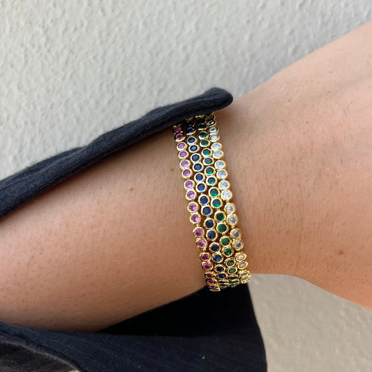 Bezel Tennis Bracelet- Emerald — Soul Flow Apparel