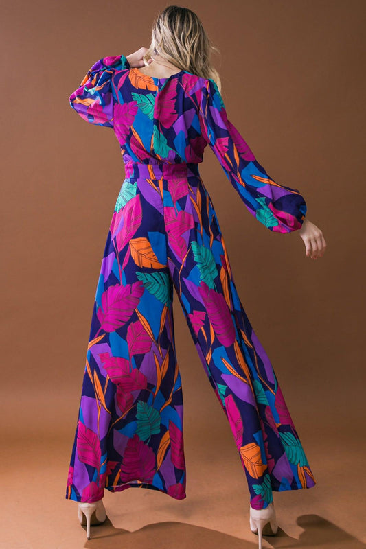 Woven Jumpsuit with Round Neckline Front Pant Pleat and Wide Leg Back Zipper — Soul Flow Apparel