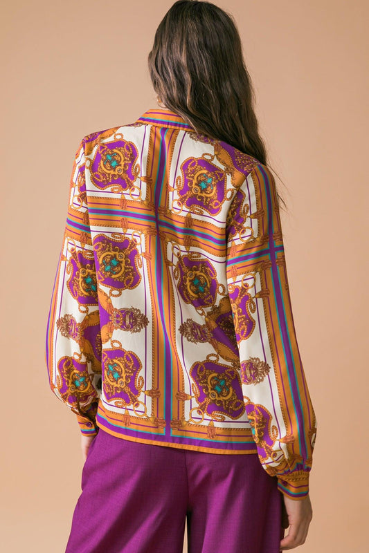 Make Today Great Printed Woven Top with Front Tie and Ruffled Neckline — Soul Flow Apparel