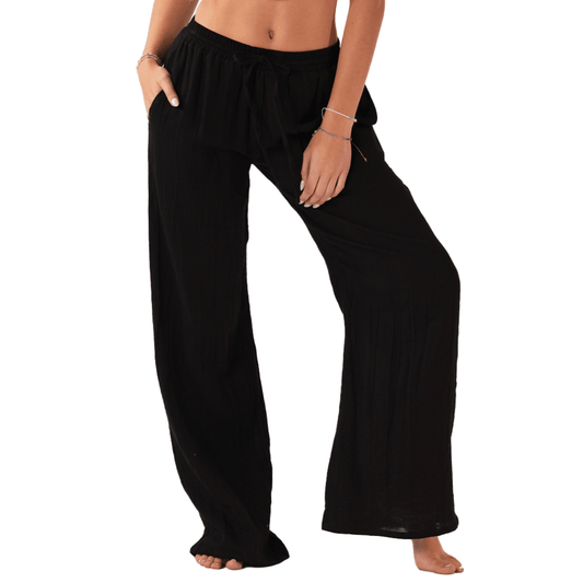 Black Cotton Cabana Pants — Soul Flow Apparel