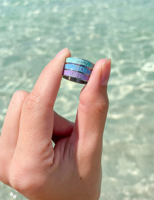 Blue Enamel Peace Ring – Christian Ring