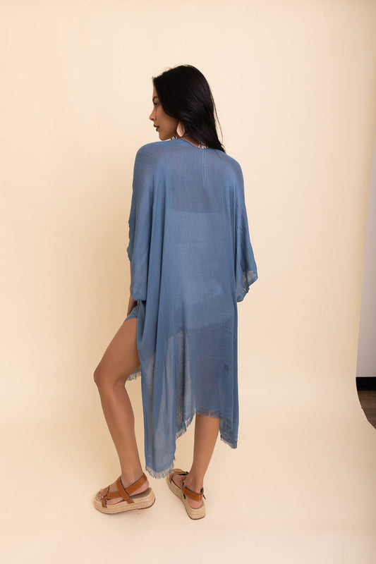 Sun-kissed Breeze Frayed Trim Kimono Leto Collection