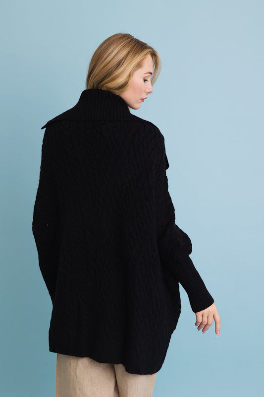 Chunky Cable Knit Oversized Poncho Cardigan Leto Collection
