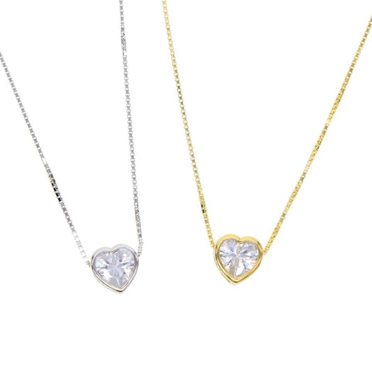 Cz Bezel Necklace Heart — Soul Flow Apparel