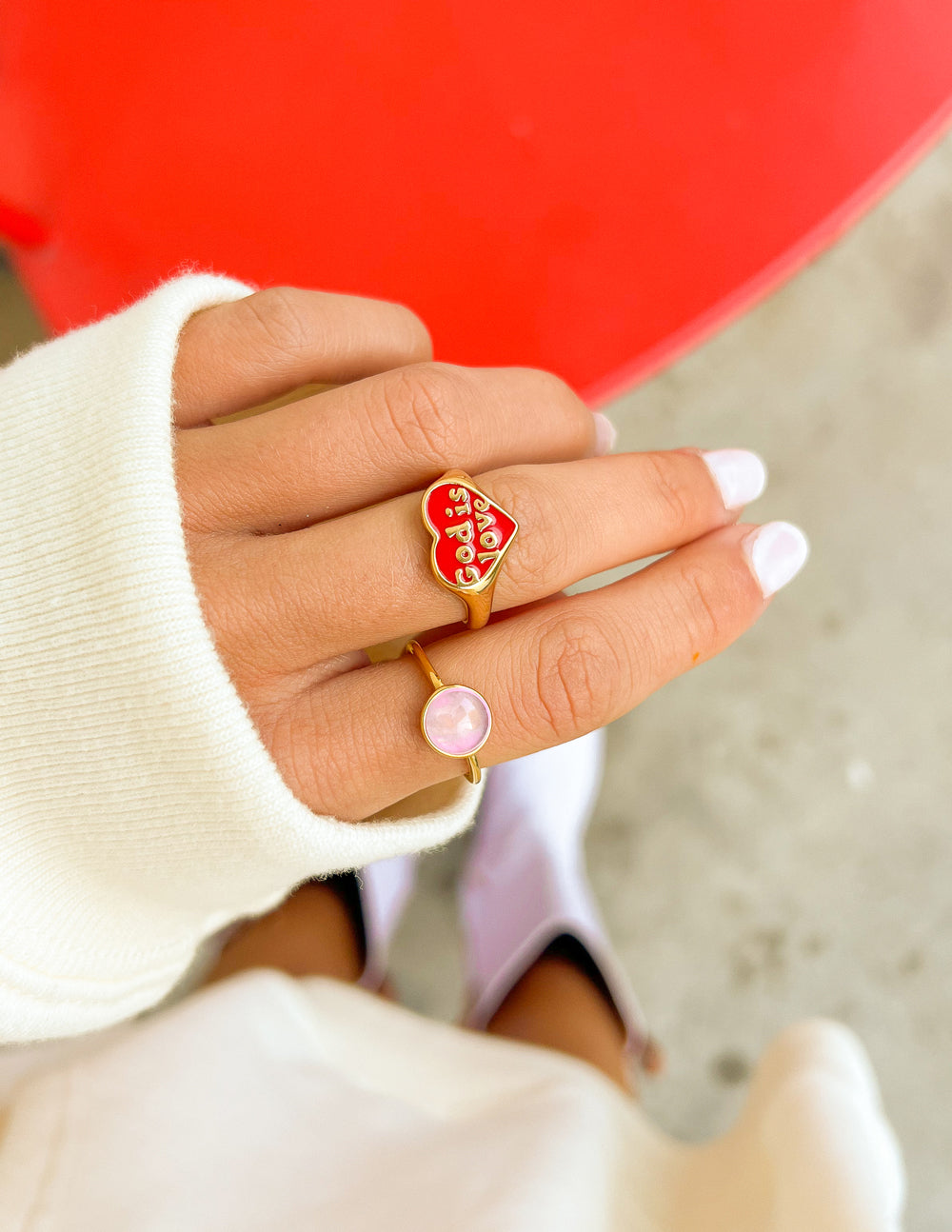 Enamel God is Love Ring – Christian Ring