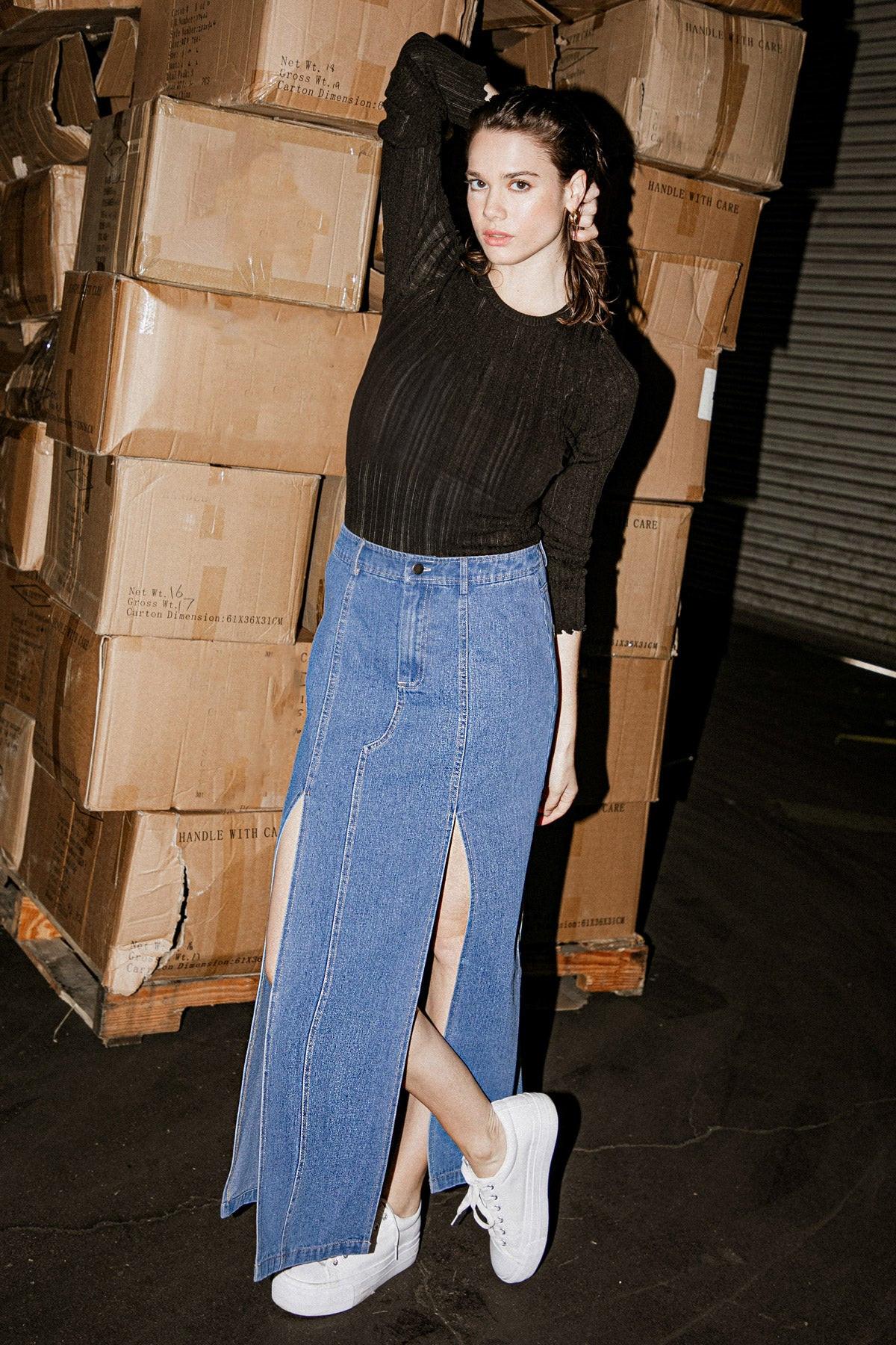 Sweet Talking Denim Midi Skirt in 20lig 20ind20 — Soul Flow Apparel