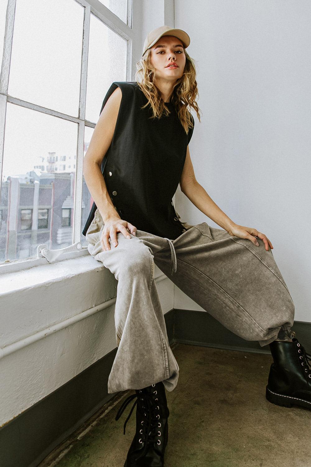 Never Be the Same Knit Top in 20bla18, view 1 — Soul Flow Apparel