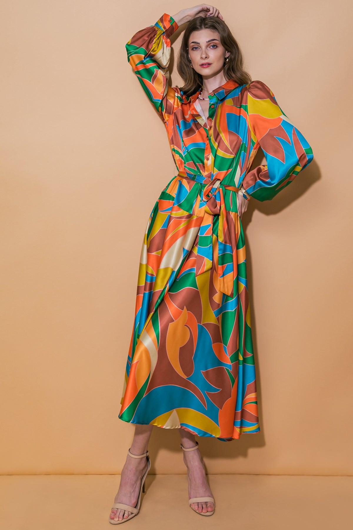 Focused on Priorities Woven Midi Dress in 20tea 20ora28 — Soul Flow Apparel