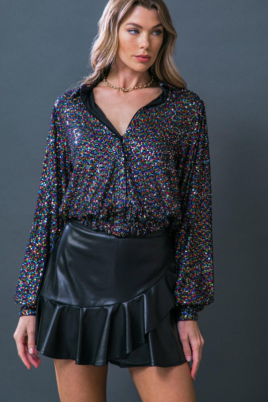 Freedom Calls Sequin Top in 20bla 20mult43 — Soul Flow Apparel