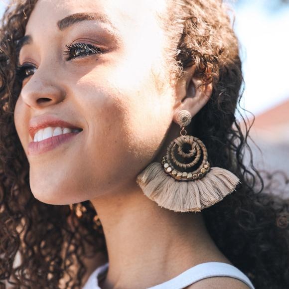 Leto Collection Dream Catcher Dangle Fan Earrings featuring fan-shaped drop design in jewelry style.