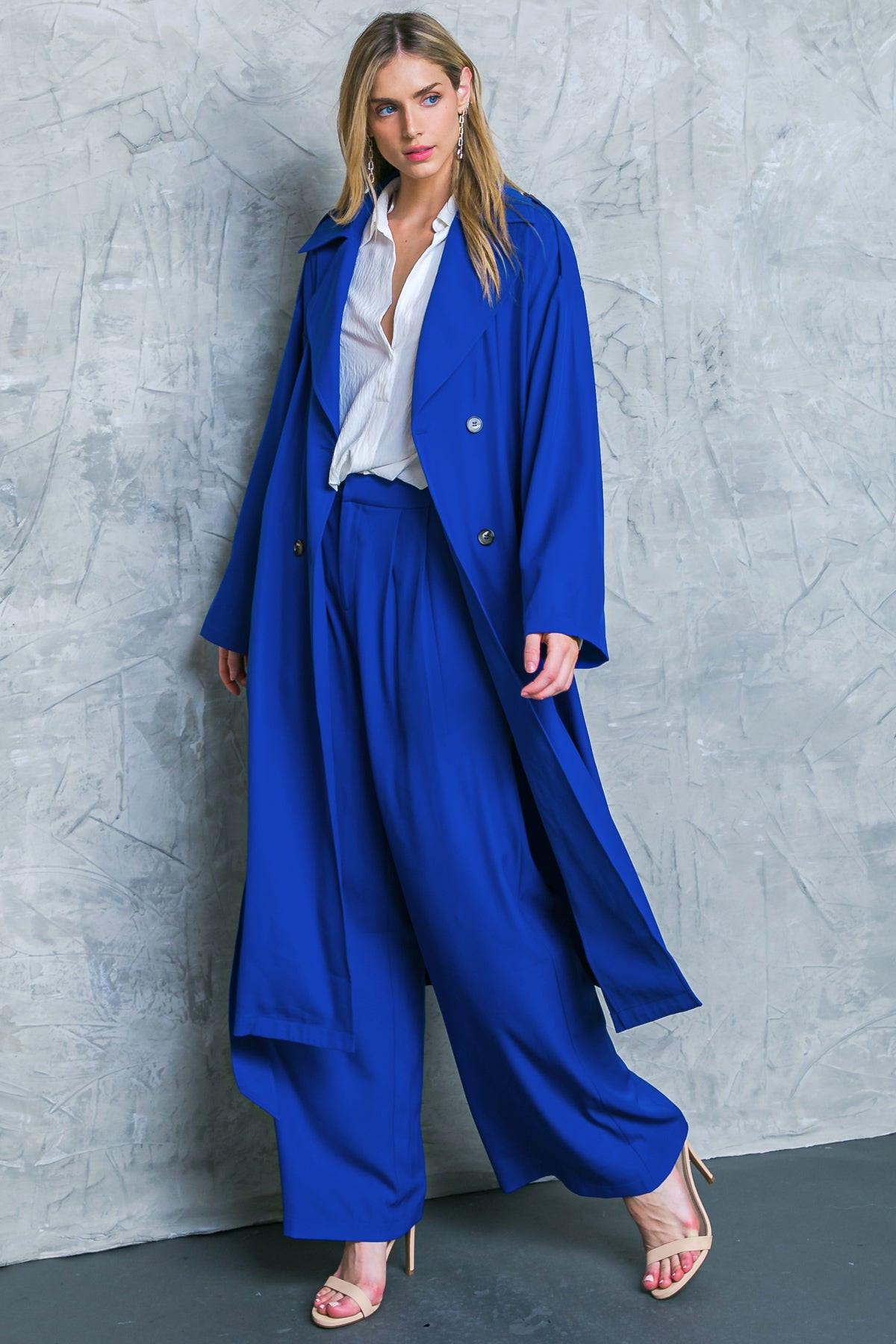 Boss Babe Woven Trench Coat with Front Button and Self Tie — Soul Flow Apparel