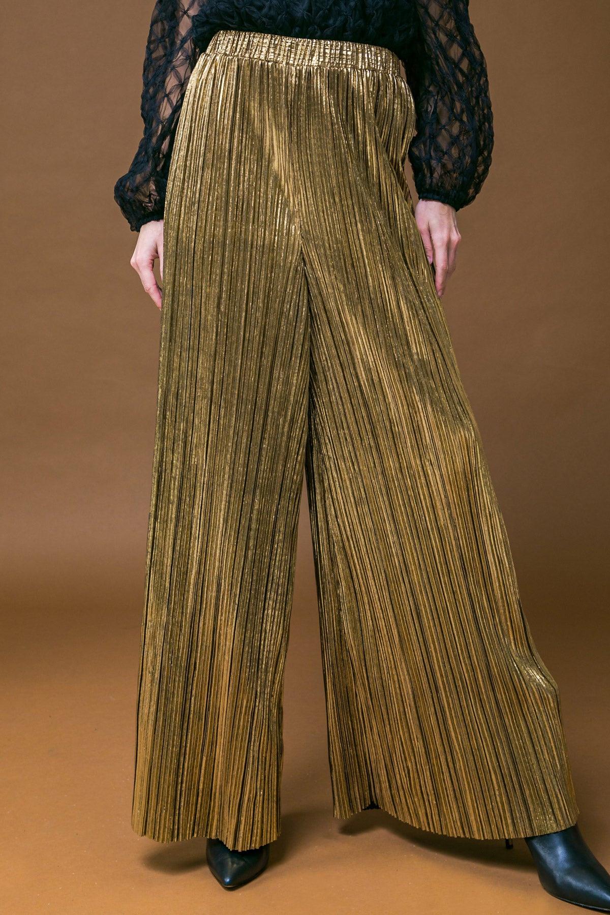 Porch Swing Kisses Woven Pants Wide Leg Pleated Elasticized Waistband — Soul Flow Apparel