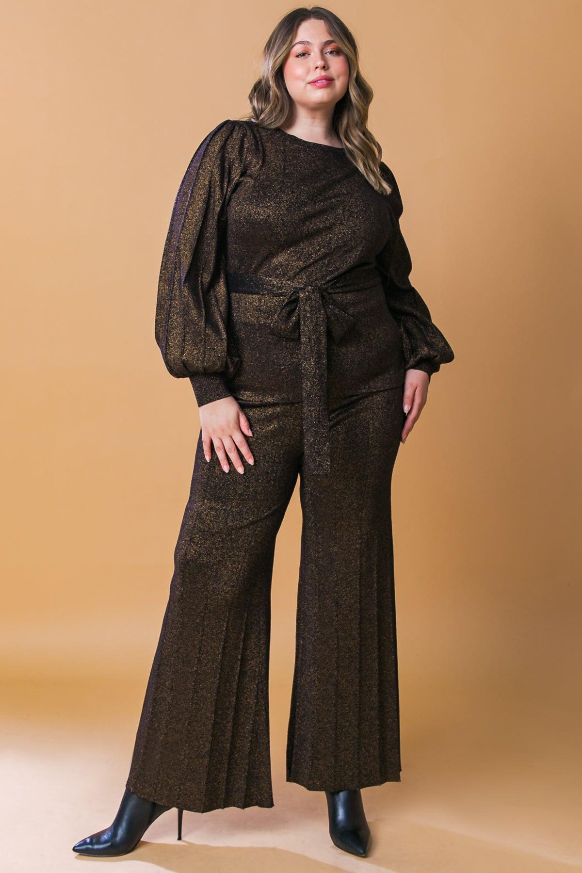 Stunning Stance Metallic Sweater Tunic and Wide Leg Pant Set — Soul Flow Apparel