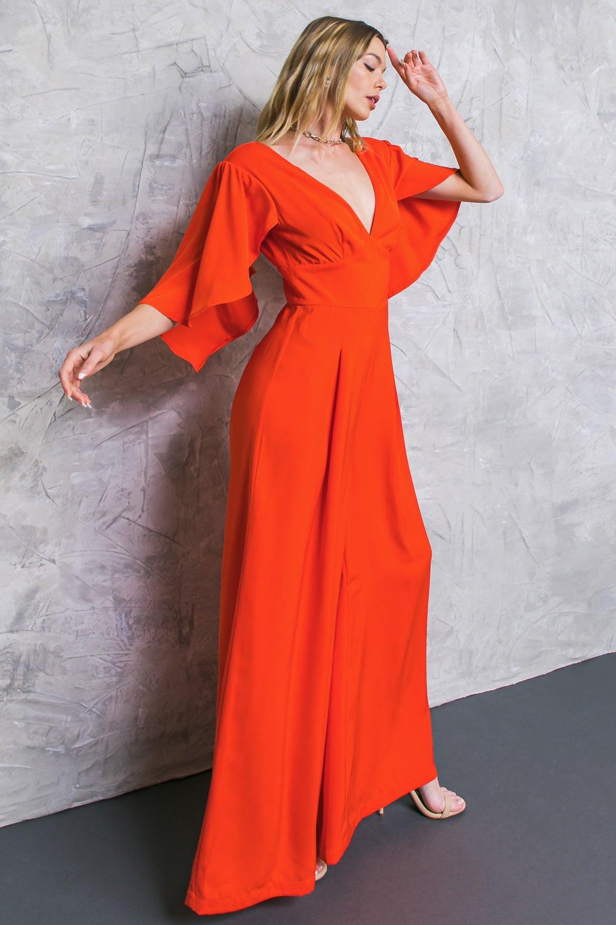 Raised on Promises Stars Woven Jumpsuit with V Neckline in 20tom 20red33 — Soul Flow Apparel