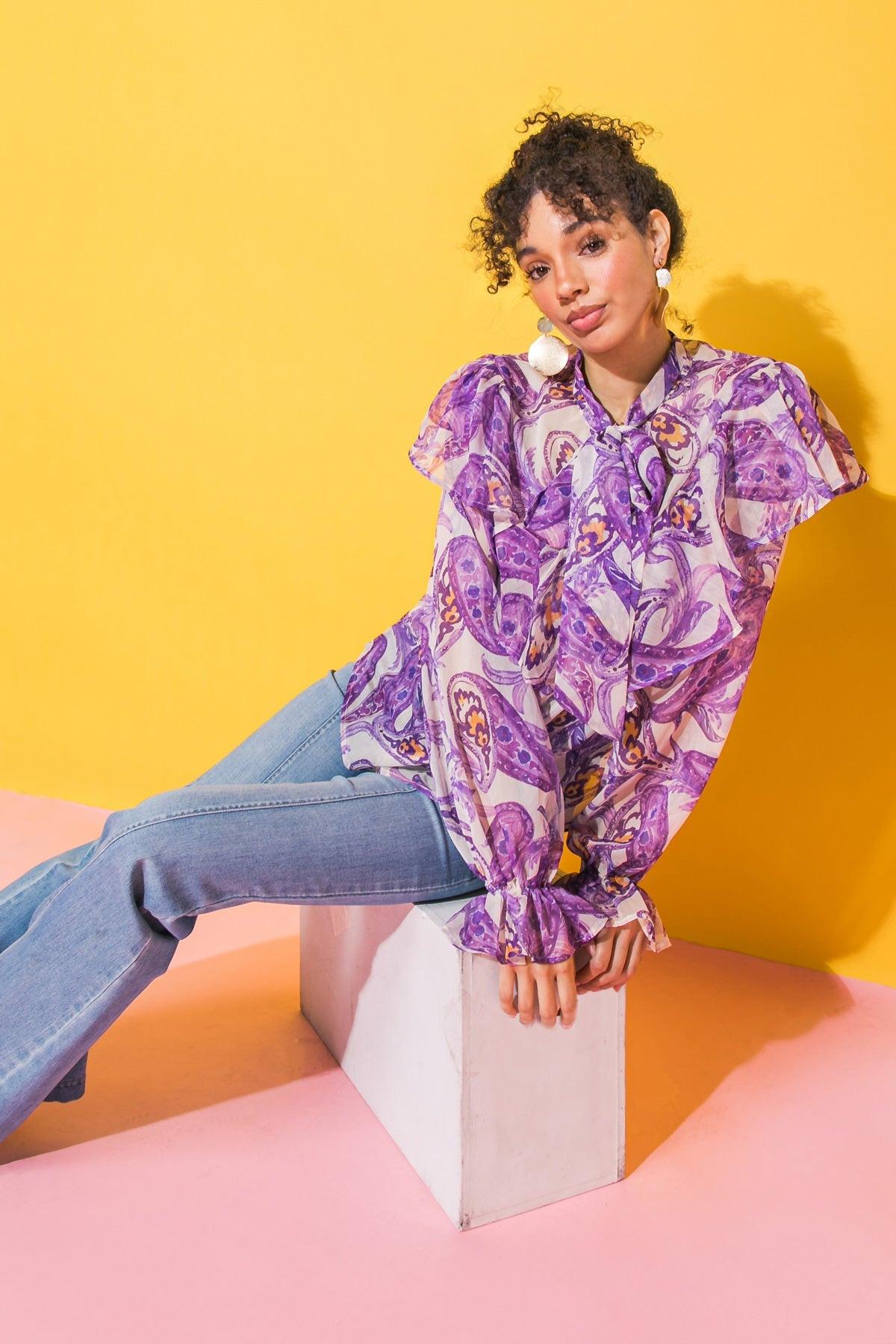 Sweetest Hello Woven Top with Front Tie Keyhole and Ruffles in 20ivo, view 207 — Soul Flow Apparel