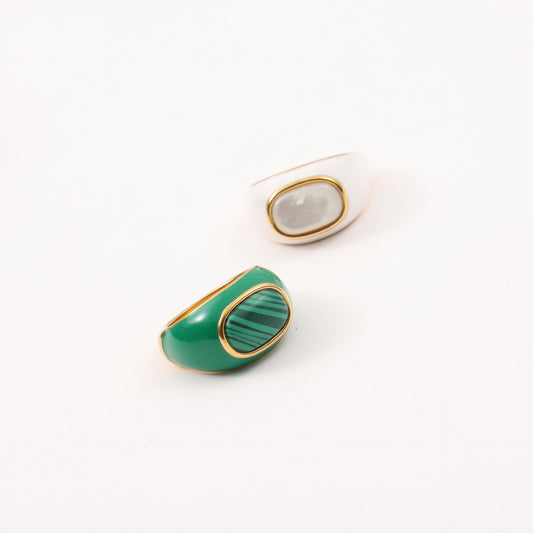 Mother of Pearl Enamel Signet Ring, view 20 — Soul Flow Apparel