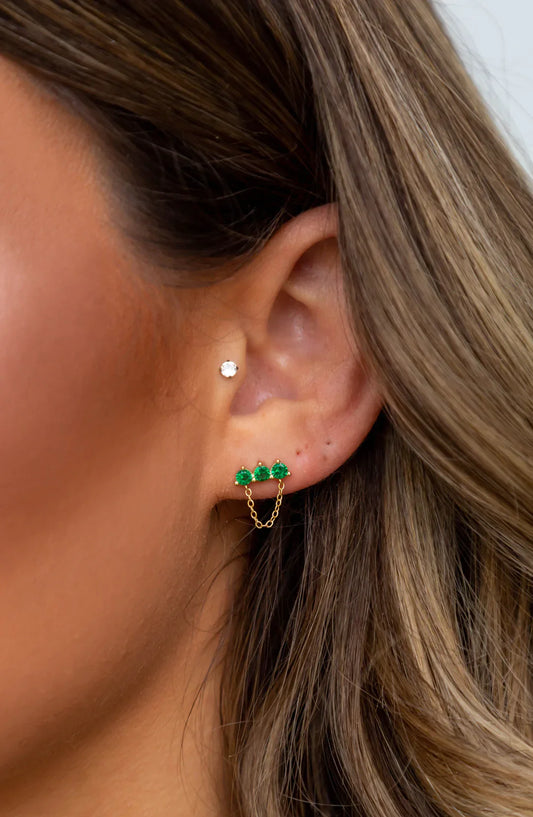 Magda Emerald Chain Studs — Soul Flow Apparel