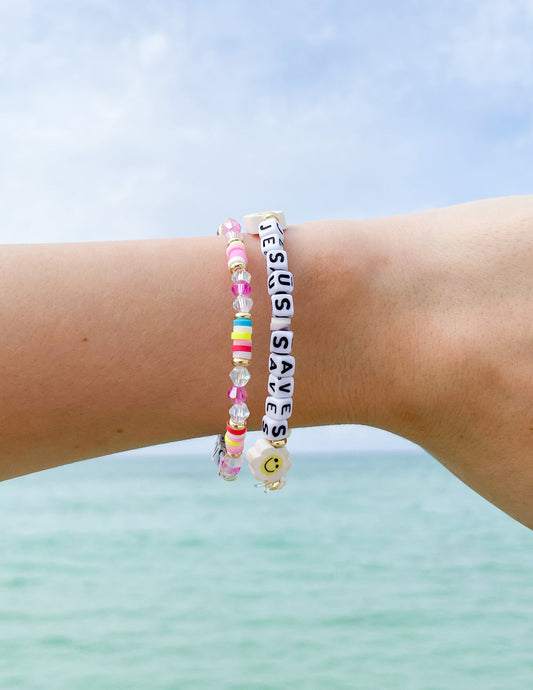 Jesus Saves Letter Bracelet – Christian Letter Bracelet