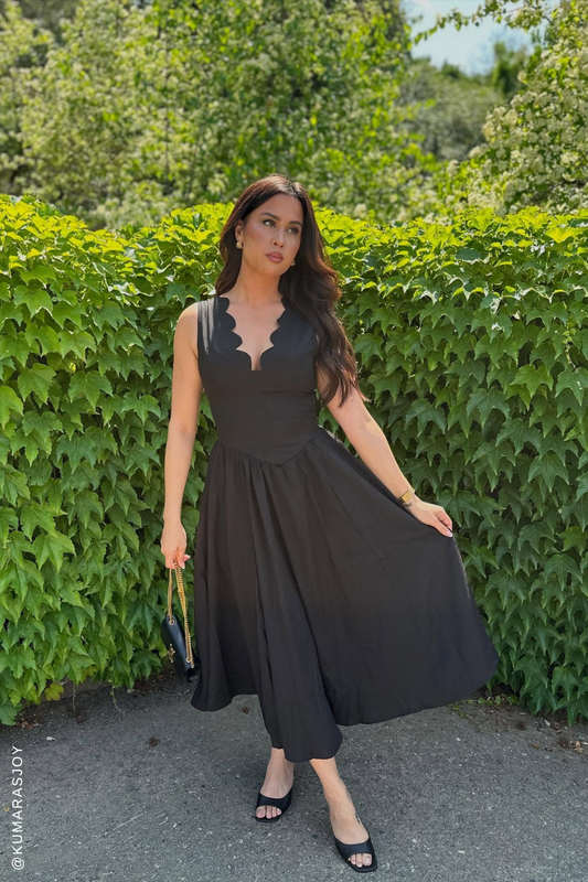 For the Record Black Woven Midi Dress — Soul Flow Apparel