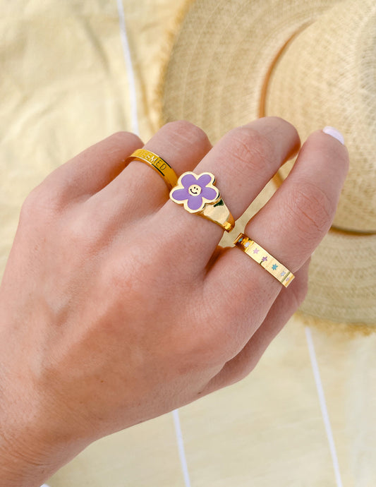 Lavender Smiley Flower Ring – Christian Ring