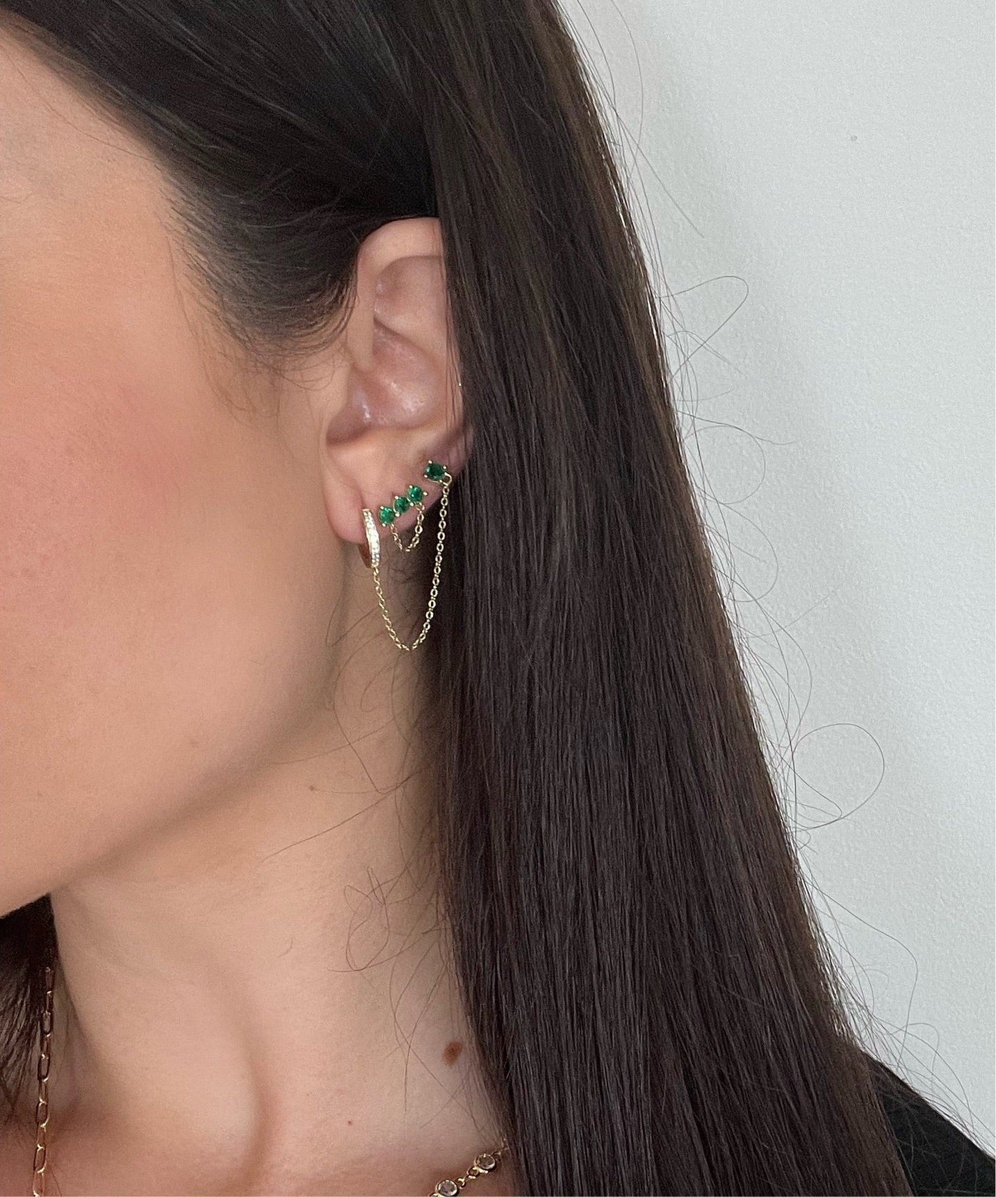 Magda Emerald Chain Studs — Soul Flow Apparel