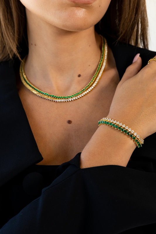 Melinda Tennis Necklace - Emerald — Soul Flow Apparel