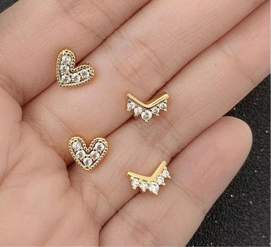 Nia Pave Heart Studs — Soul Flow Apparel