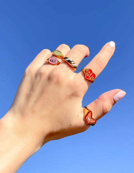 Pink Enamel WWJD Ring – Christian Ring
