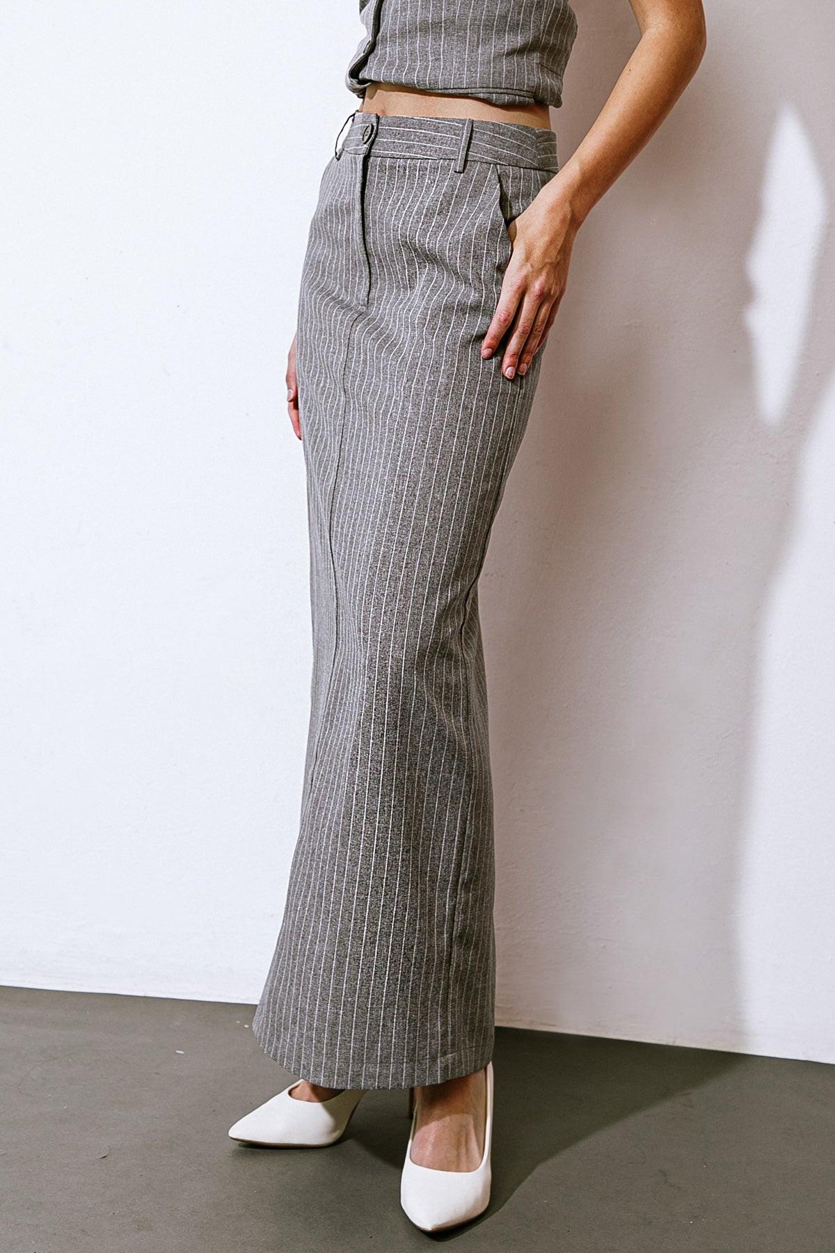 Get to the Point Woven Midi Skirt in 20grey16 — Soul Flow Apparel