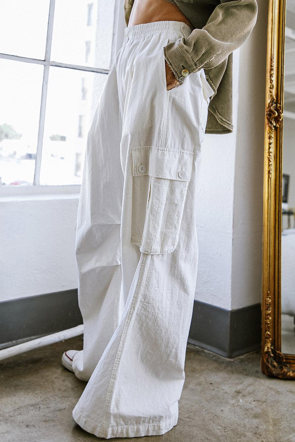 Forever By Your Side Woven Cargo Pants in 20whi9 — Soul Flow Apparel
