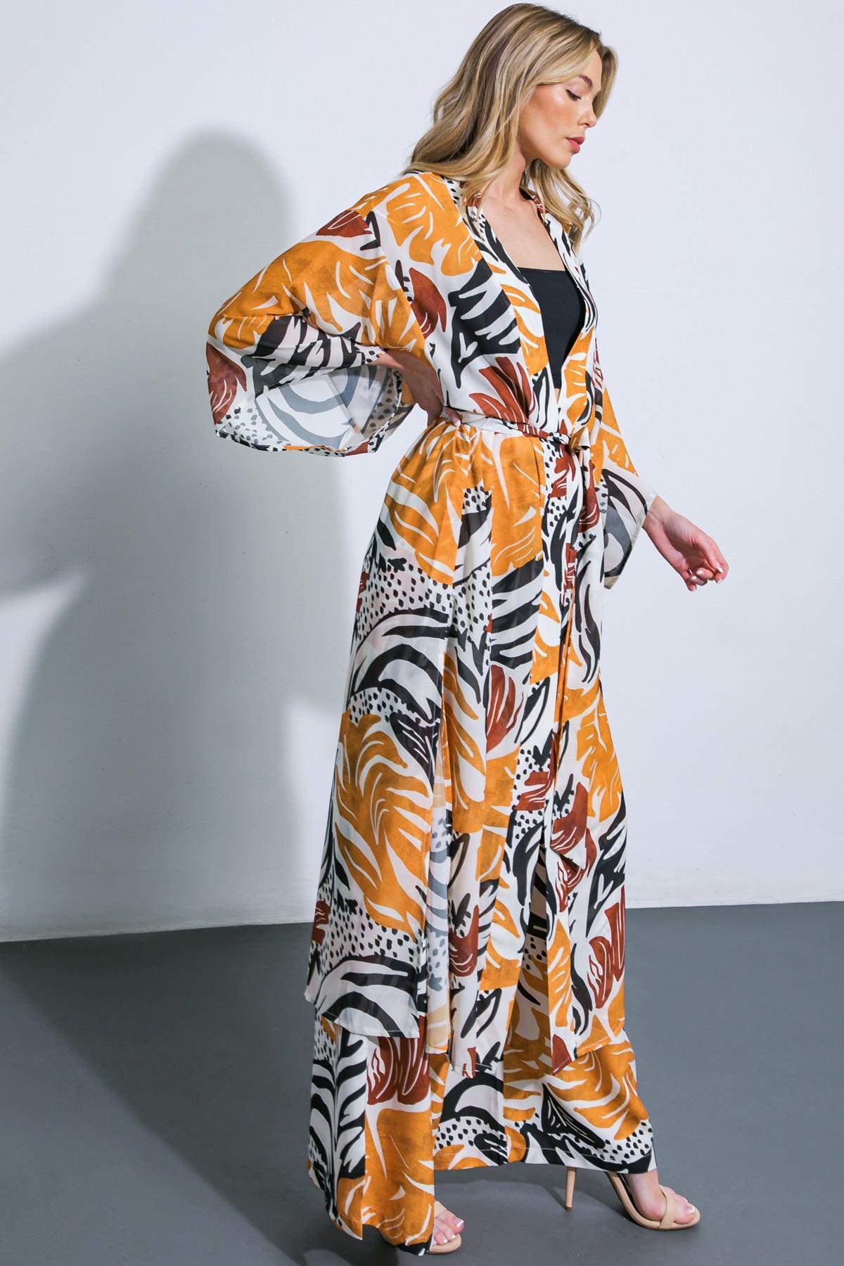 Where the Wind Woven Midi Kimono in 20ora 20bla27 — Soul Flow Apparel