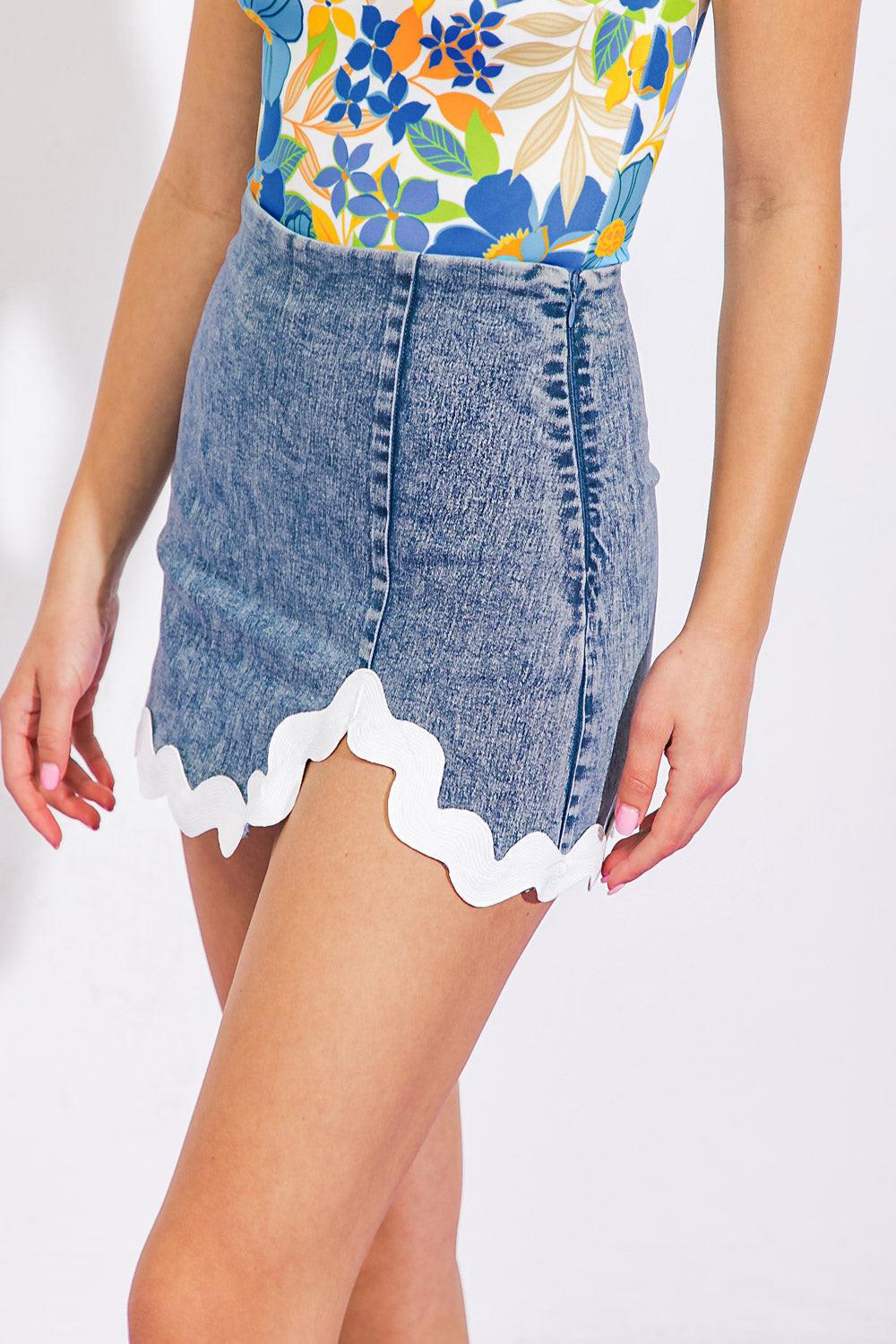 Wynwood Walls Denim Skort in 20blu 20aci7 — Soul Flow Apparel