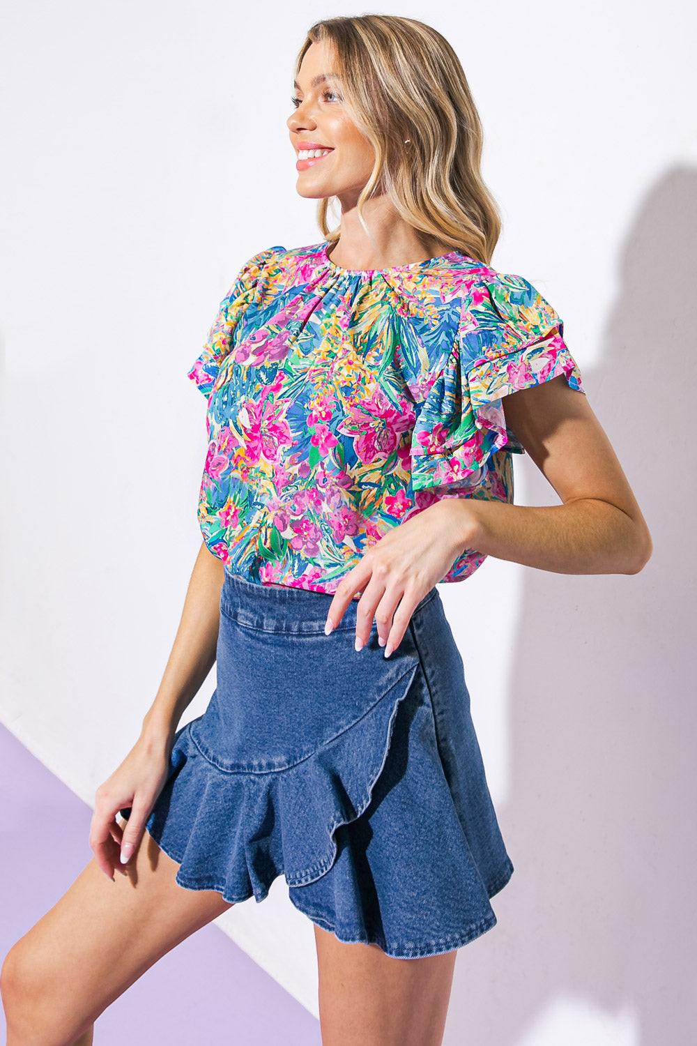 Aware of This Woven Top in 20blu 20mag7 — Soul Flow Apparel