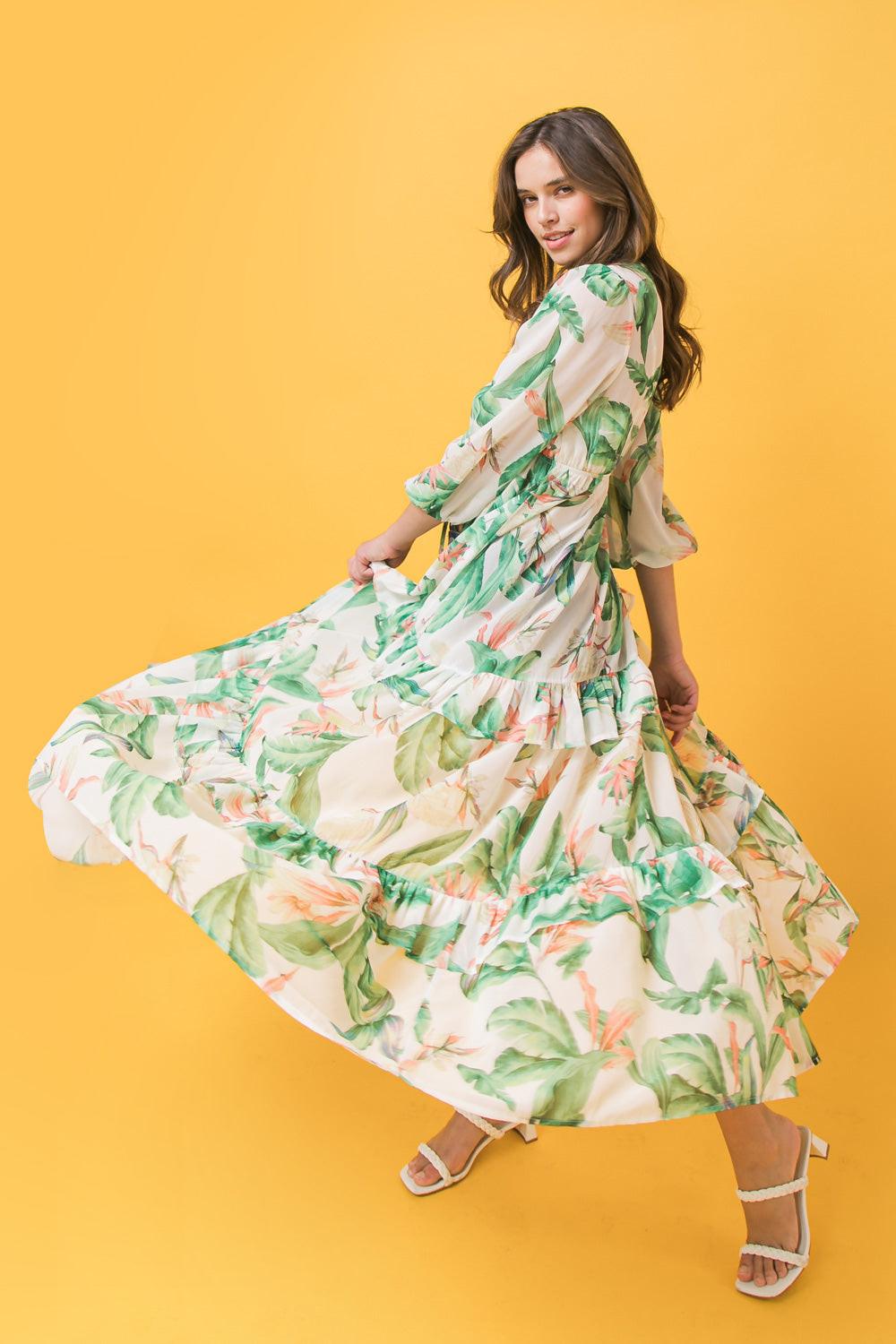 Easy Days Floral Maxi Kimono Top Long Sleeve Boho Chic with Front Tie — Soul Flow Apparel