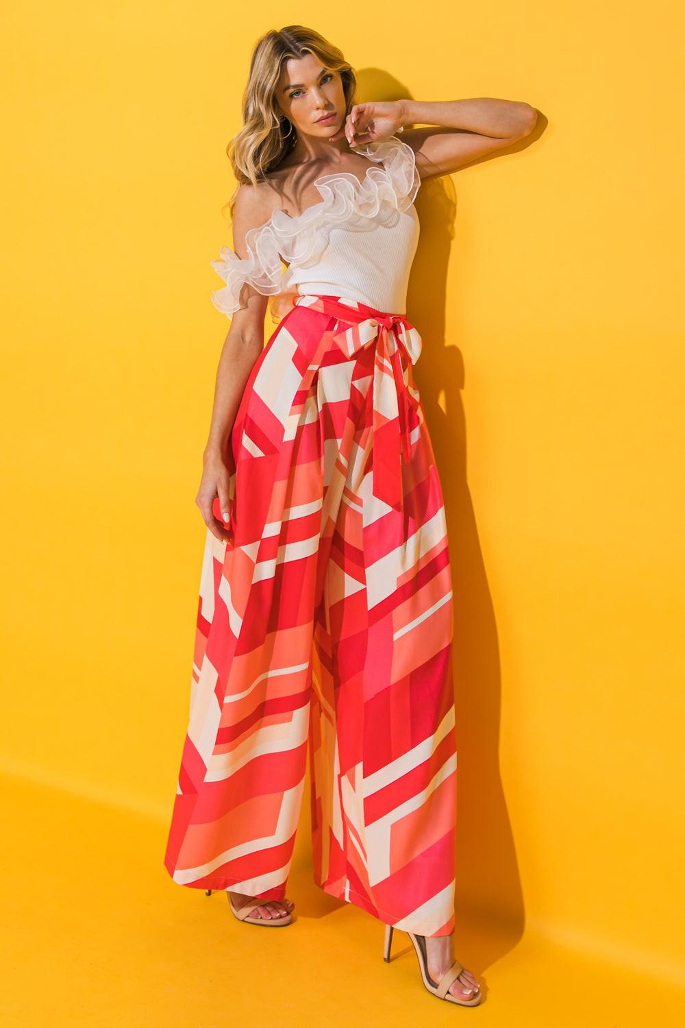Good Times Only Wide Leg Woven Pants with Pleated Detail Side Zipper and Pockets, view 1 — Soul Flow Apparel
