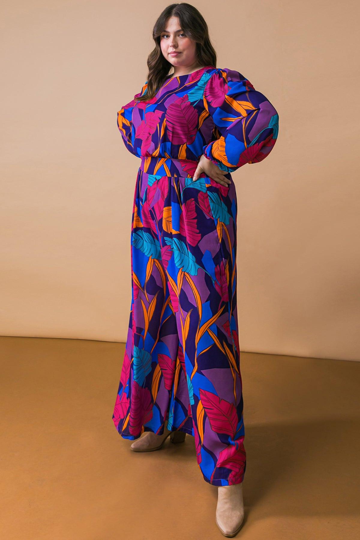 Woven Jumpsuit with Round Neckline Front Pant Pleat and Wide Leg Back Zipper — Soul Flow Apparel