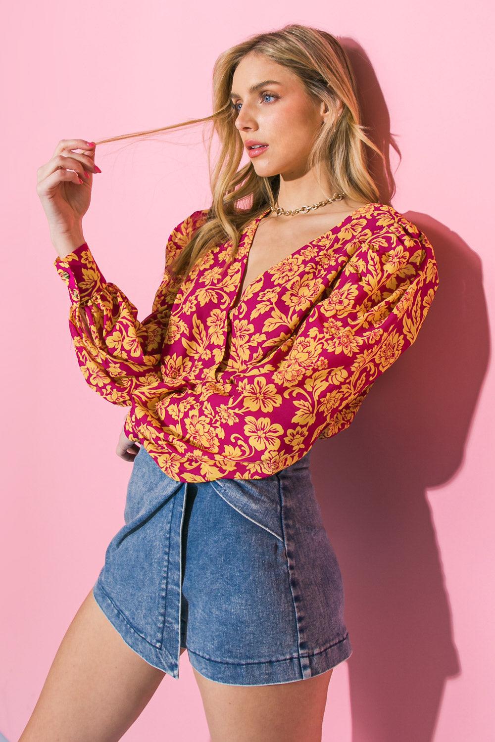 Awaken My Love Woven Bodysuit with Surplice Neckline and Snap Closure — Soul Flow Apparel
