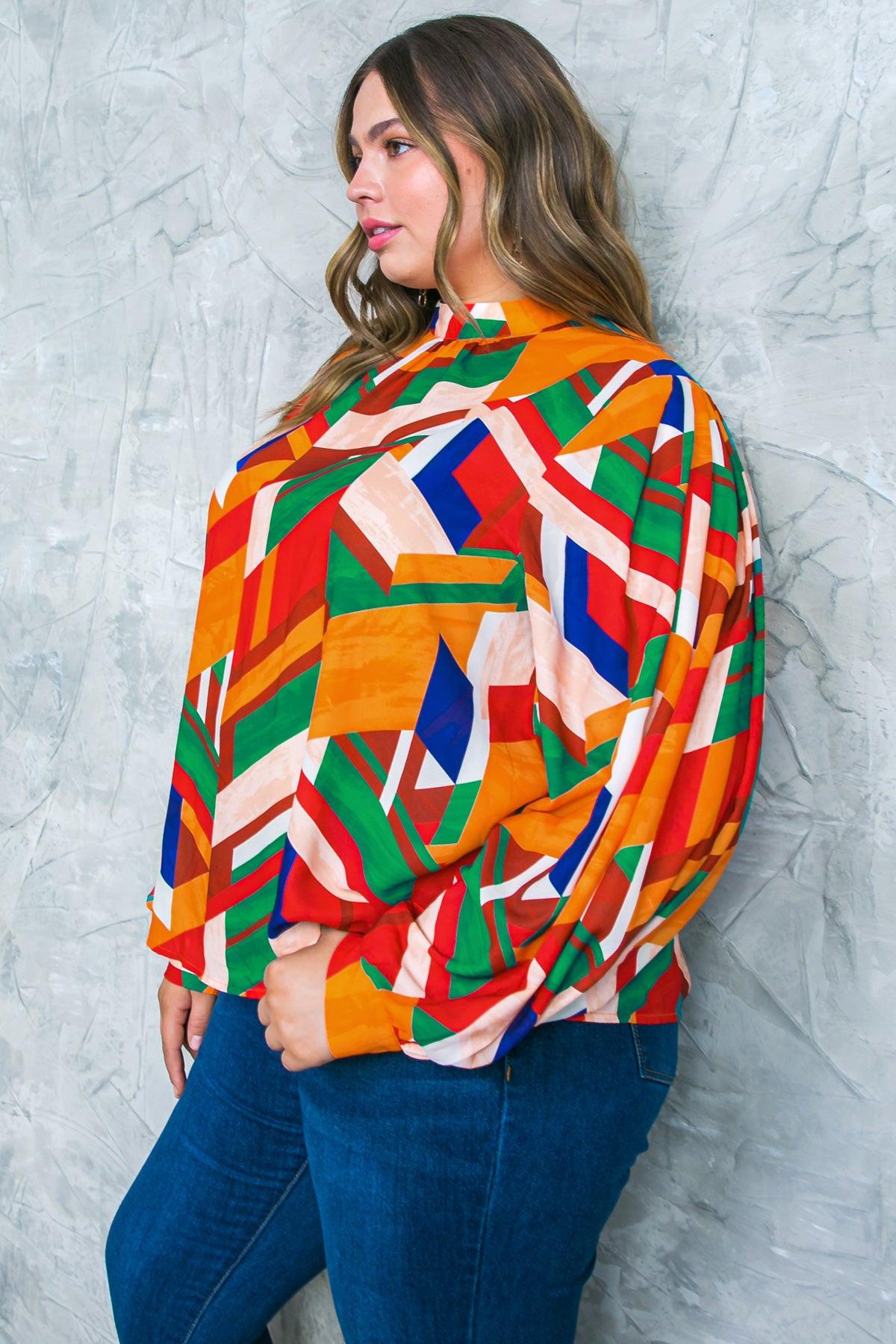 Light Up My Life Woven Top with Mock Neck and Exaggerated Wide Sleeves — Soul Flow Apparel
