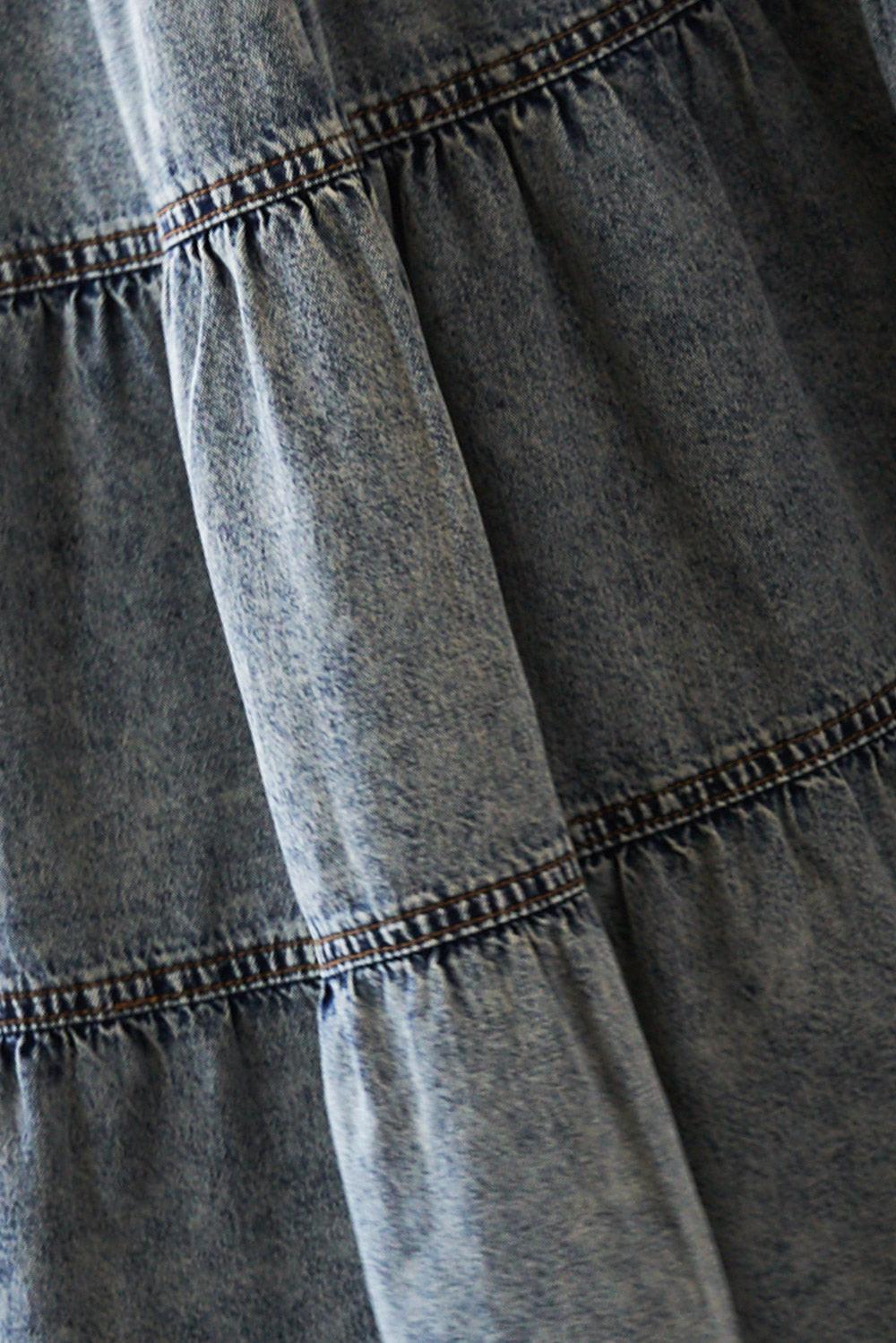 Simple Statement Denim Midi Skirt in 2 2, fabric swatch — Soul Flow Apparel