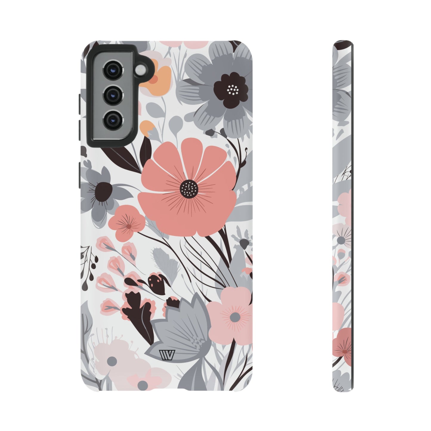 Gray Pastel Flowers | Tough Phone Case, view 2048 — Soul Flow Apparel