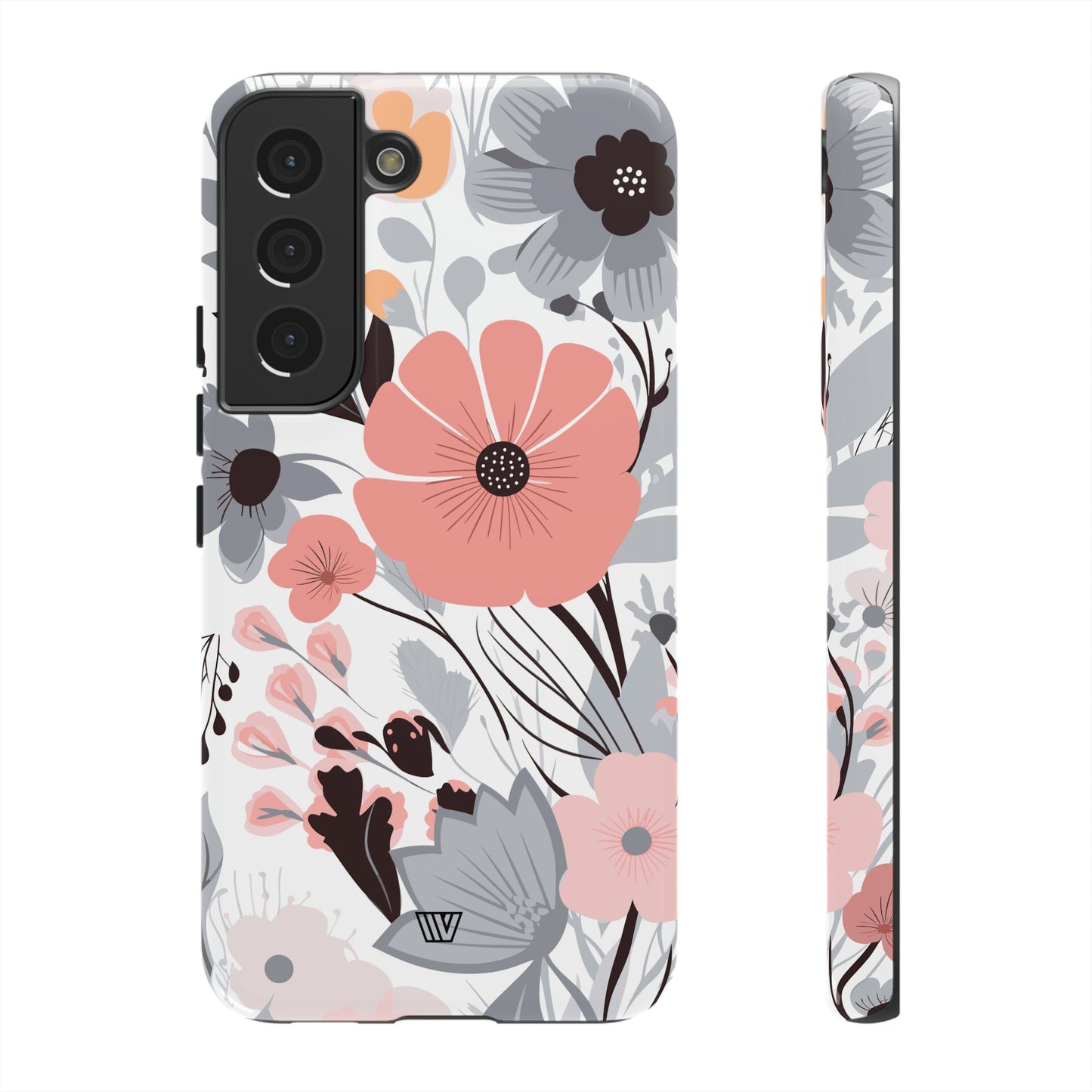 Gray Pastel Flowers | Tough Phone Case, view 2048 — Soul Flow Apparel