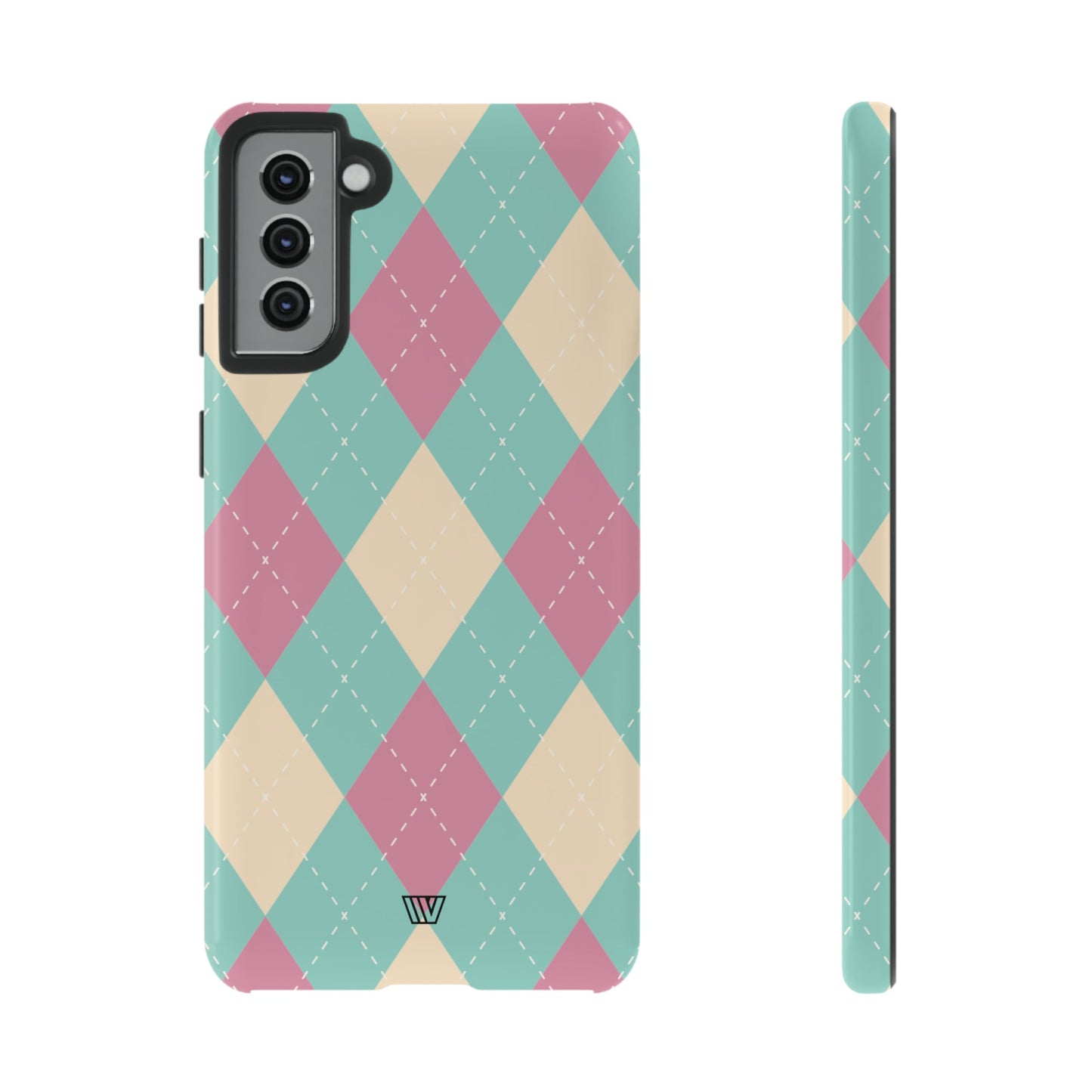 Blue Pink Beige Argyle | Tough Phone Case, view 2048 — Soul Flow Apparel
