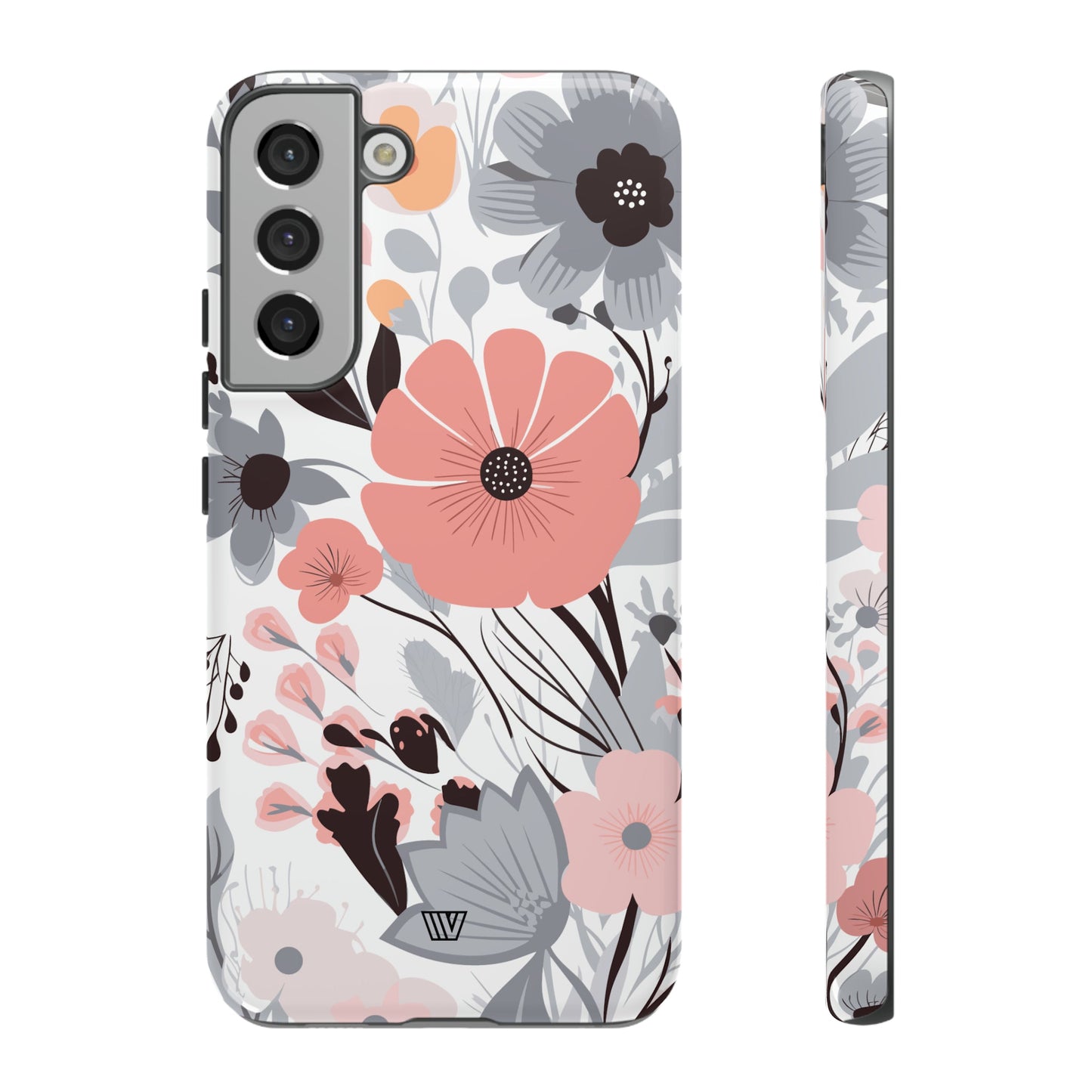 Gray Pastel Flowers | Tough Phone Case, view 2048 — Soul Flow Apparel
