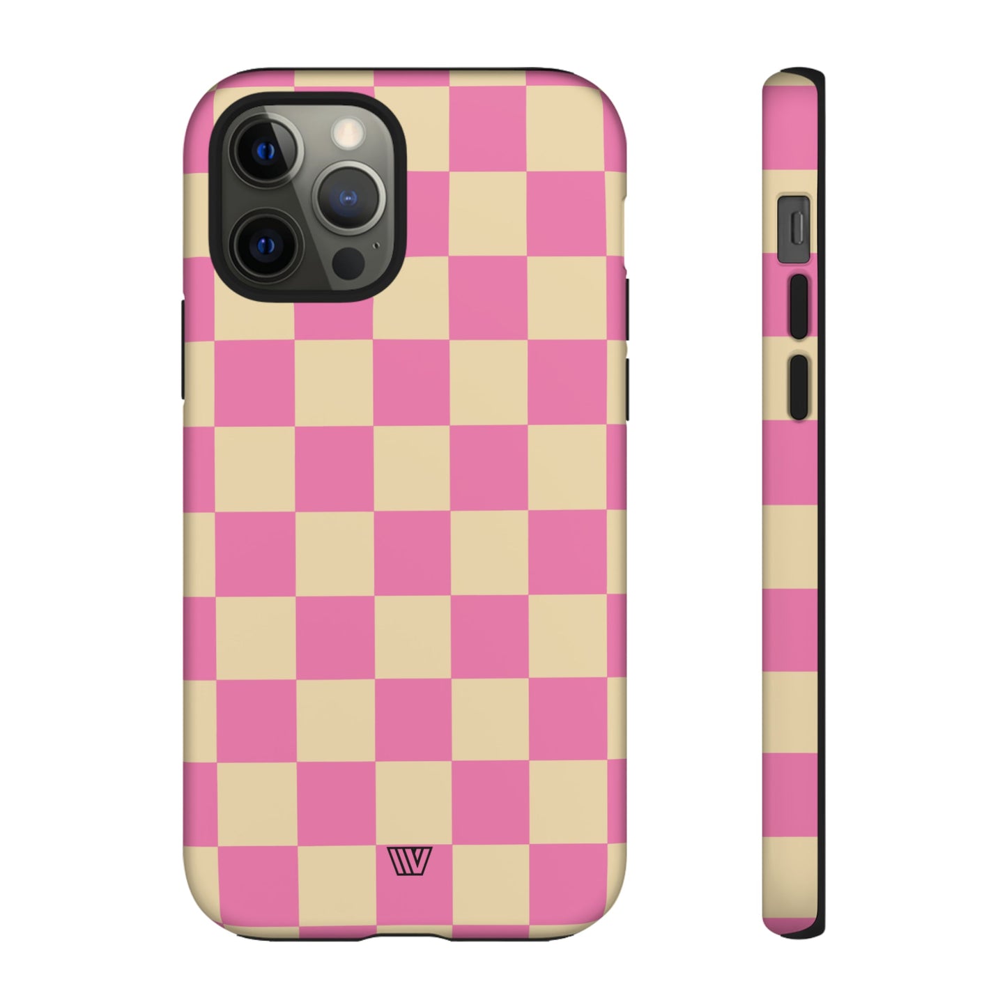 Pink Tan Checkerboard | Tough Phone Case, view 2048 — Soul Flow Apparel